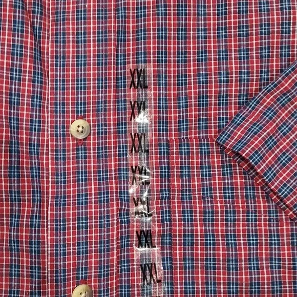 NWT Arrow Wrinkle Free Red, Blue, White Plaid Short Sleeve Button Down Shirt XXL - Picture 4 of 12